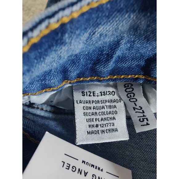 Flying Angel Gold Studded Mid Rise Wide Leg Jeans Medium Wash 11/30 NWT - Picture 5 of 11